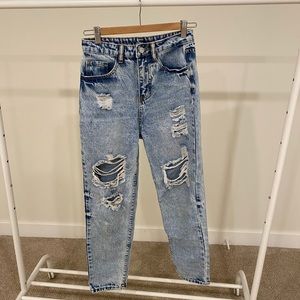 SHEIN high waisted ripped mom jeans.